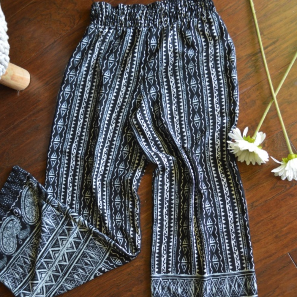 Pink Rose | Tribal Mid-Rise Flare Pants